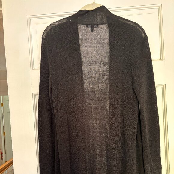 Eileen Fisher Sheer Black Linen/Nylon Open Cardigan (S/P) Worn Once - Picture 7 of 7